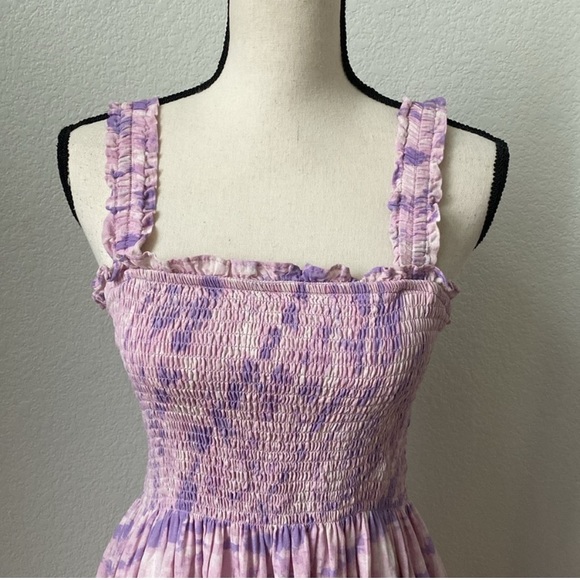 GAP Smocked Mini Dress-  Pink + Purple Tie Dye - Size Large - Picture 7 of 7